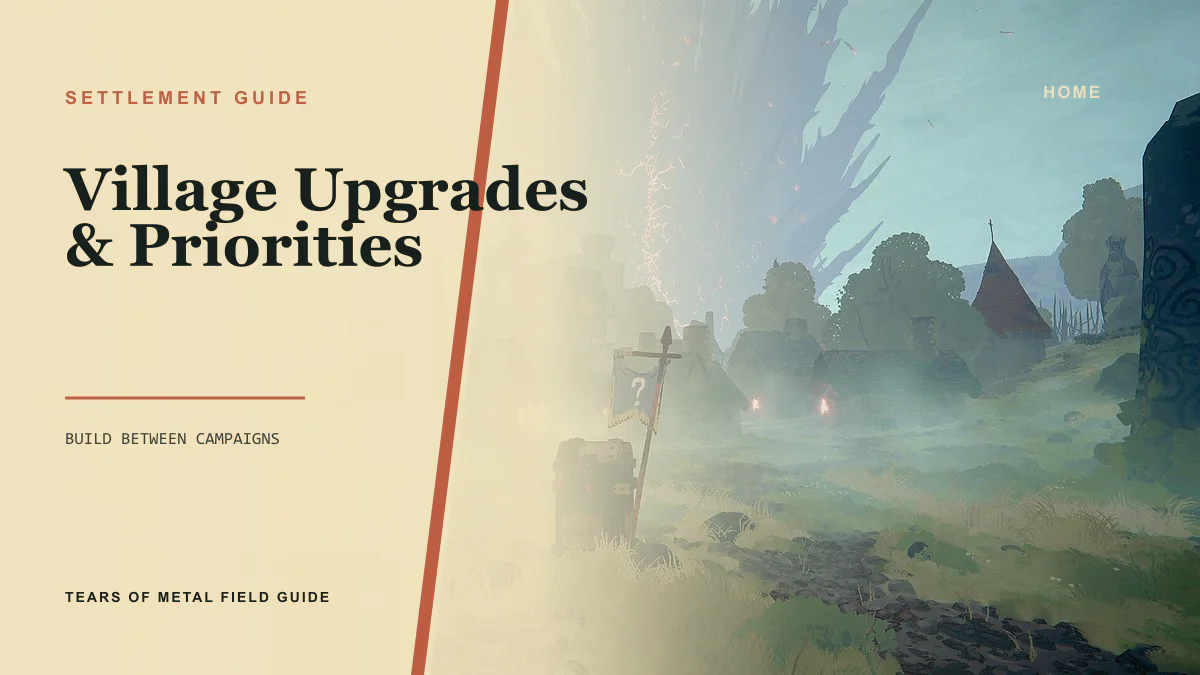 Tears of Metal Village Upgrades and Battalion Priorities guide cover using official Tears of Metal game imagery